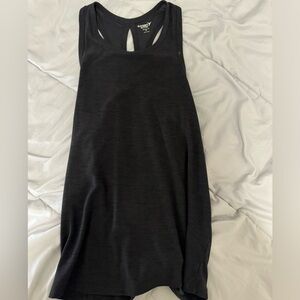 black open back tank top